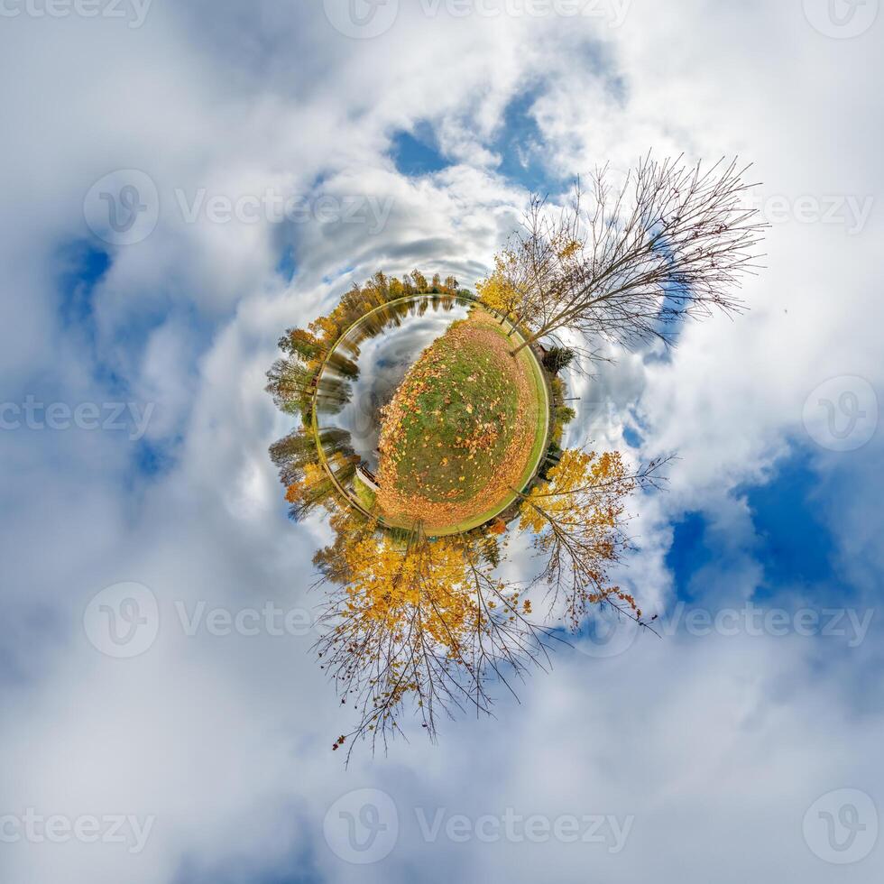 A small planet with a tree and sky photo