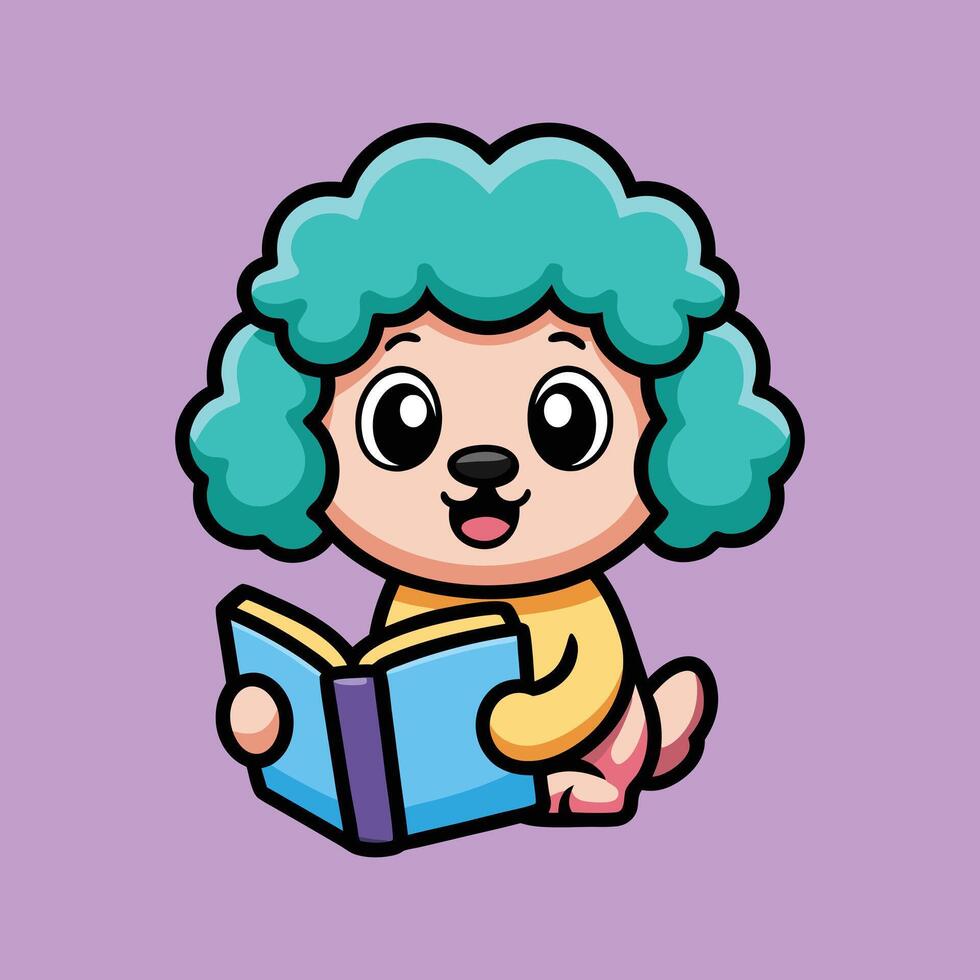 Poodle and the Magic of Books vector