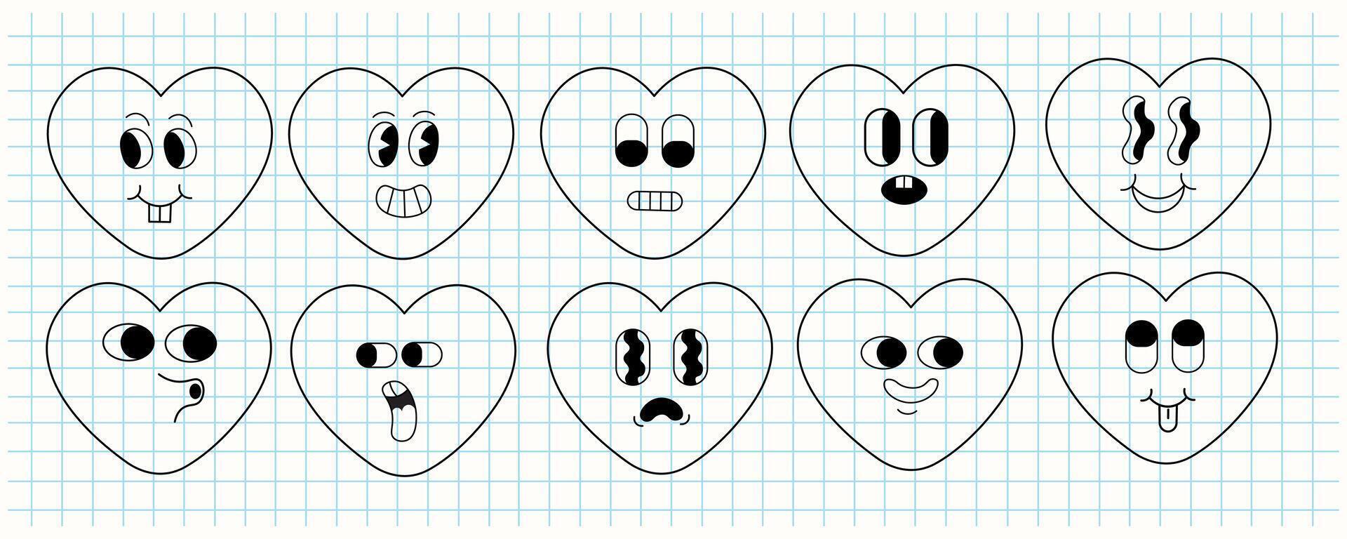 linear set of heart shape character vector