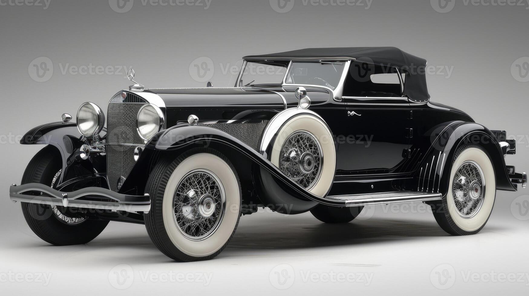 Elegant Classic 1930s Black Convertible Luxury Car Vintage Automobile photo