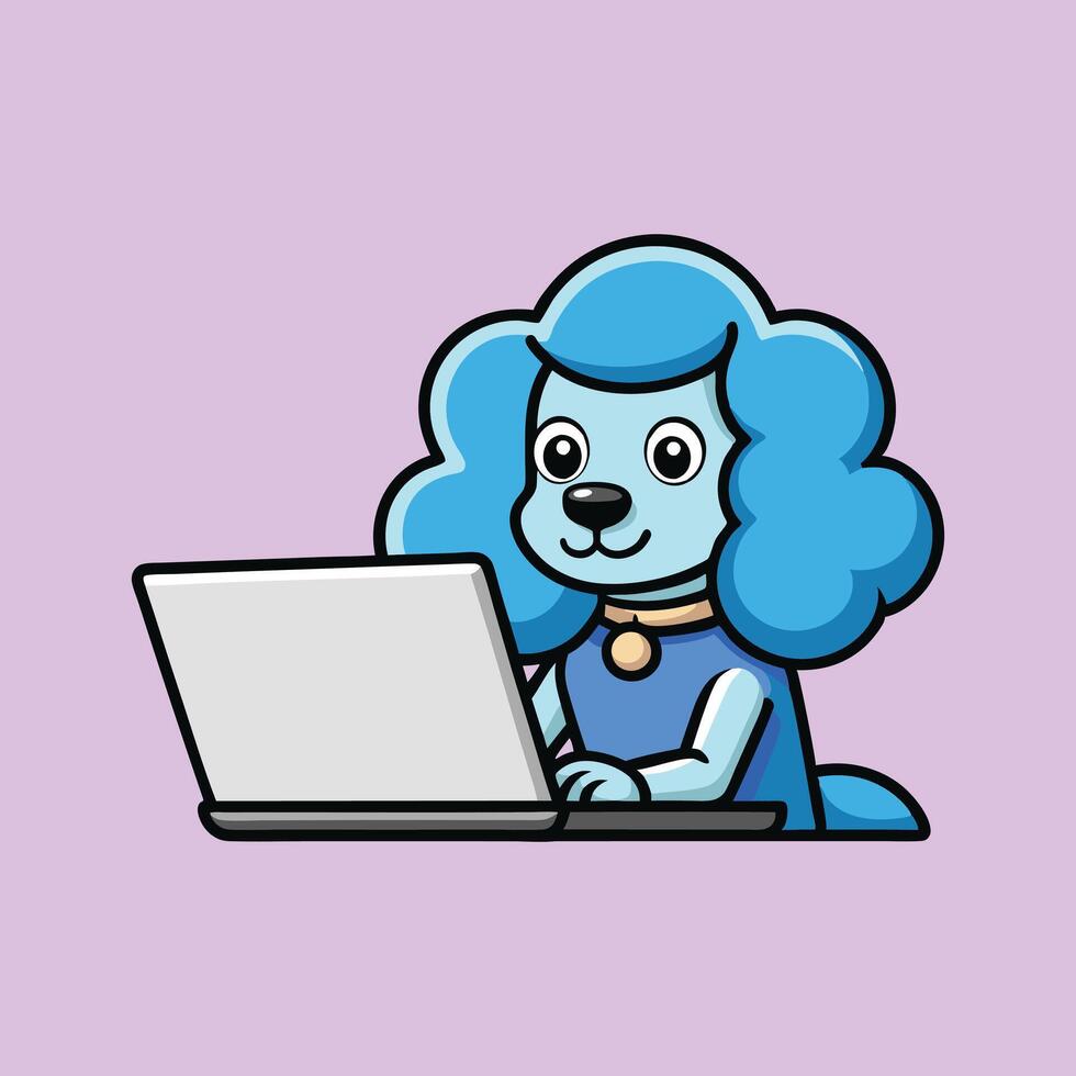 Laptop Paws Poodle Work Mode vector