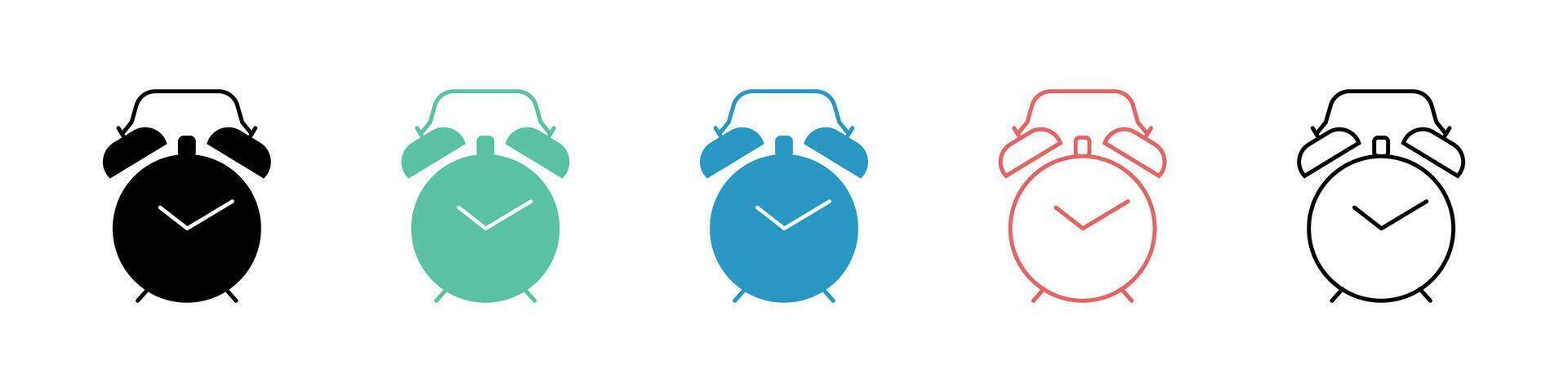 Colorful Alarm Clock Icons in Simple and Minimalist Design vector