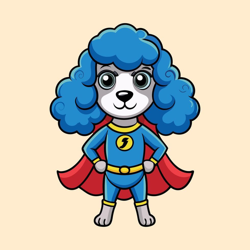Poodle in the Sky Superhero Mode vector