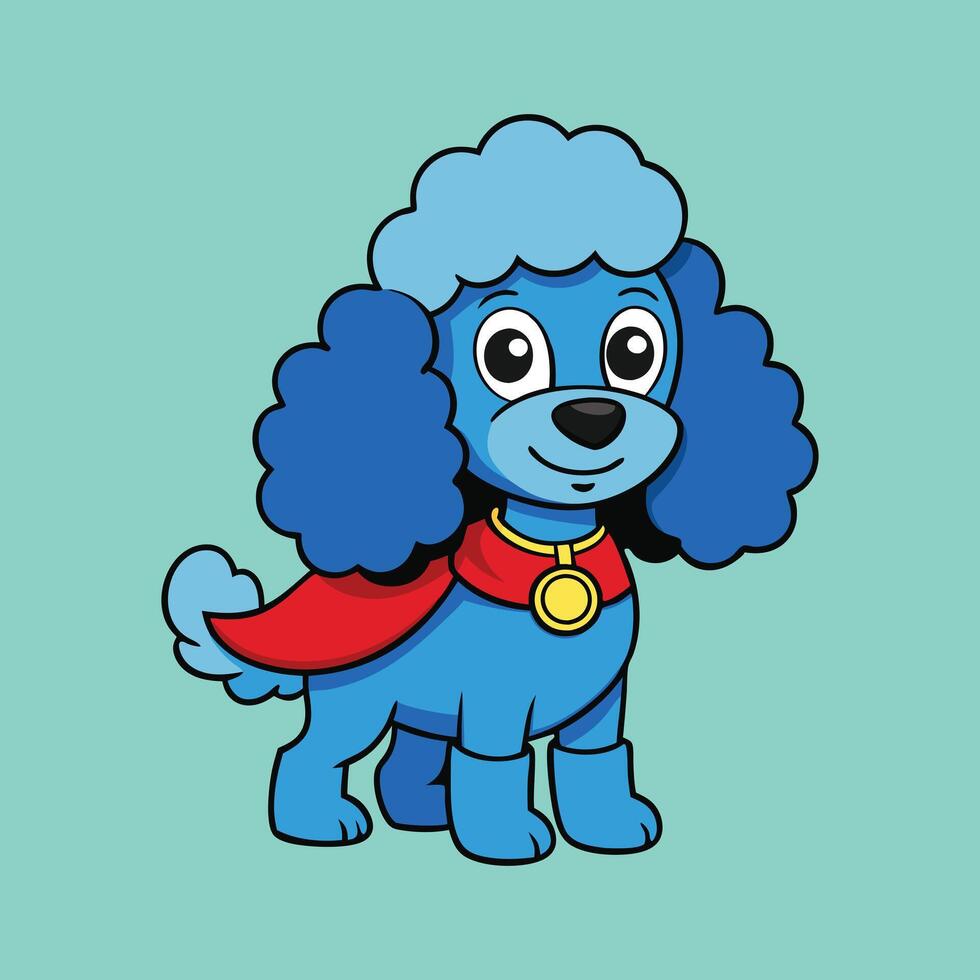 Cute Poodle Super Hero Flying vector