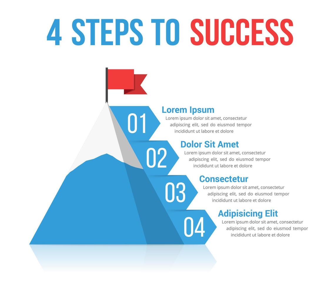 4 Steps to success infographics, leadership or motivation concept vector