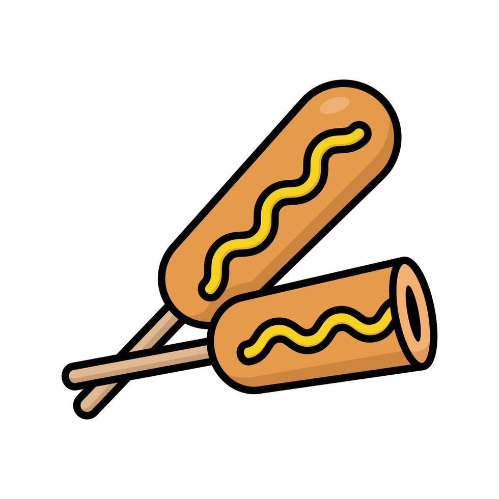 Homemade Corn Dog with Buttery Batter and Sweet Savory Taste vector