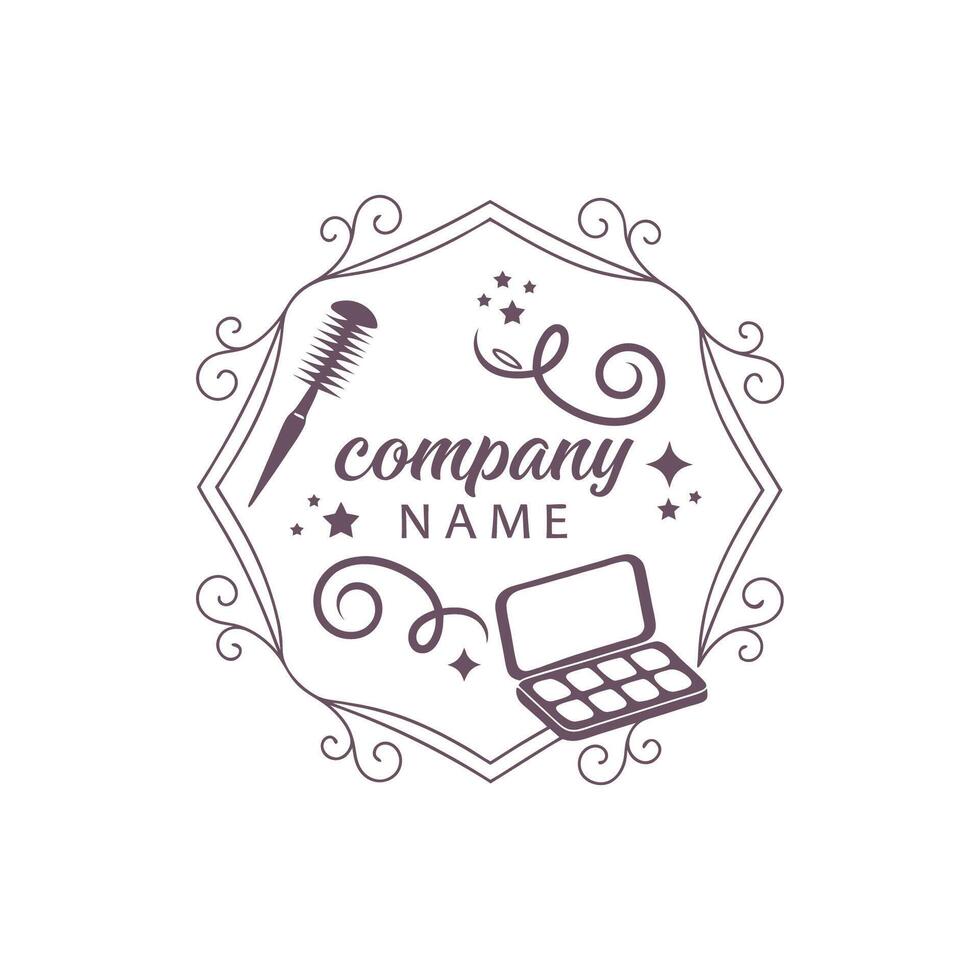 beauty salon logo template, cosmetic products, cosmetics, cosmetics logo design vector