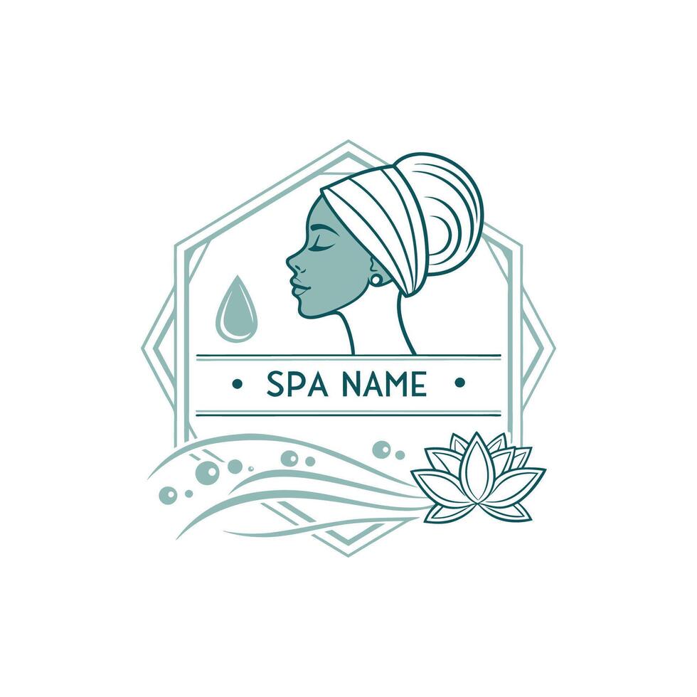 spa logo design with woman and lotus flower vector
