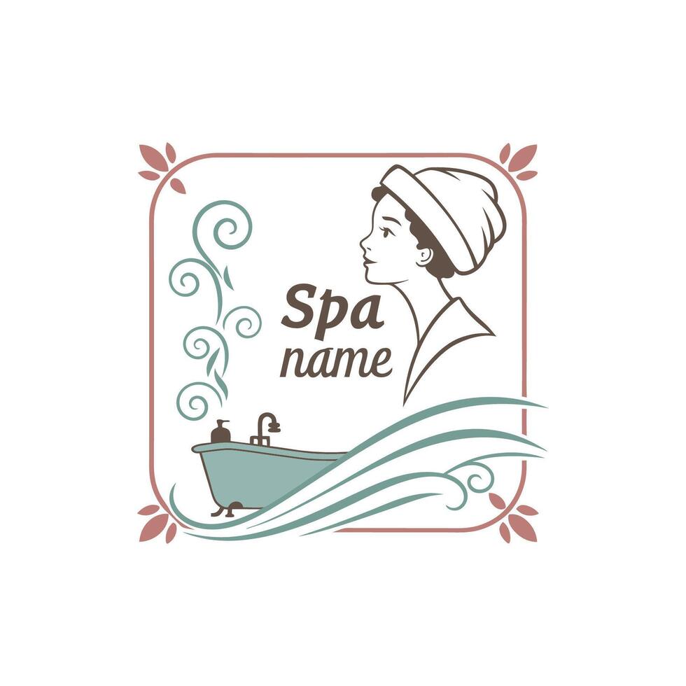 spa logo design with woman in bathtub vector