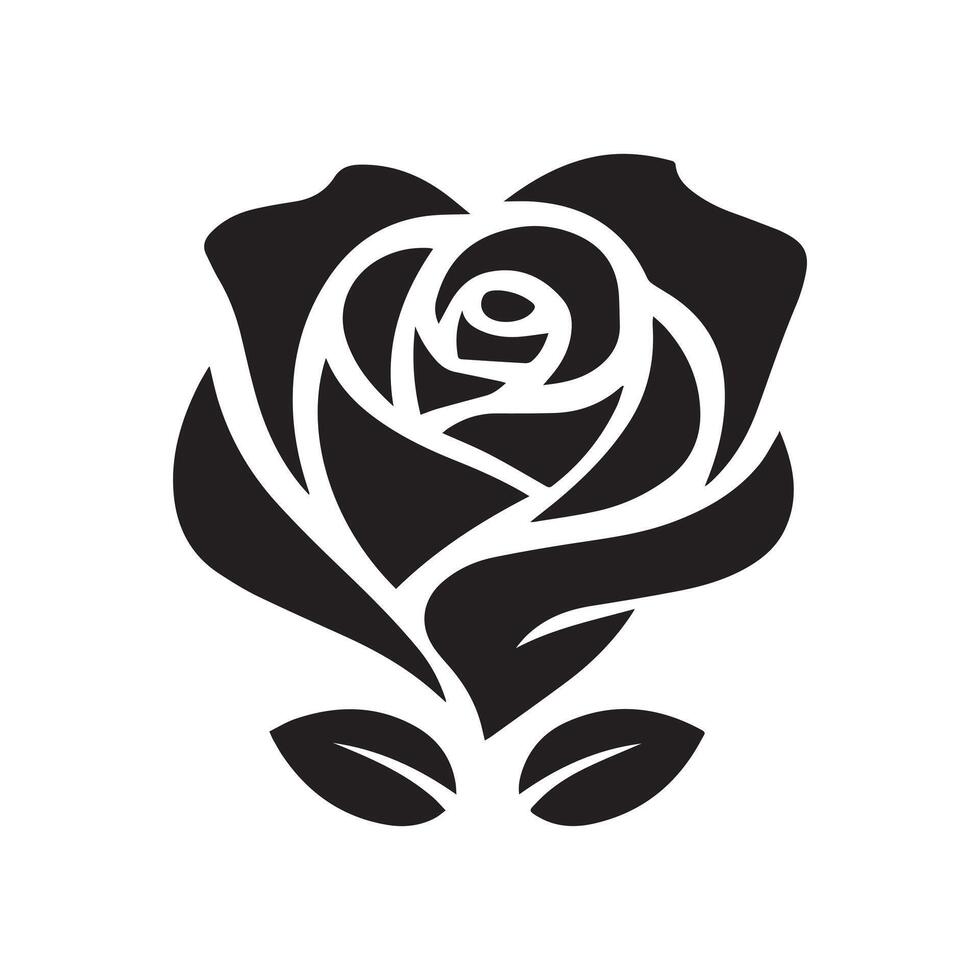 Rose icon silhouette with a white background vector