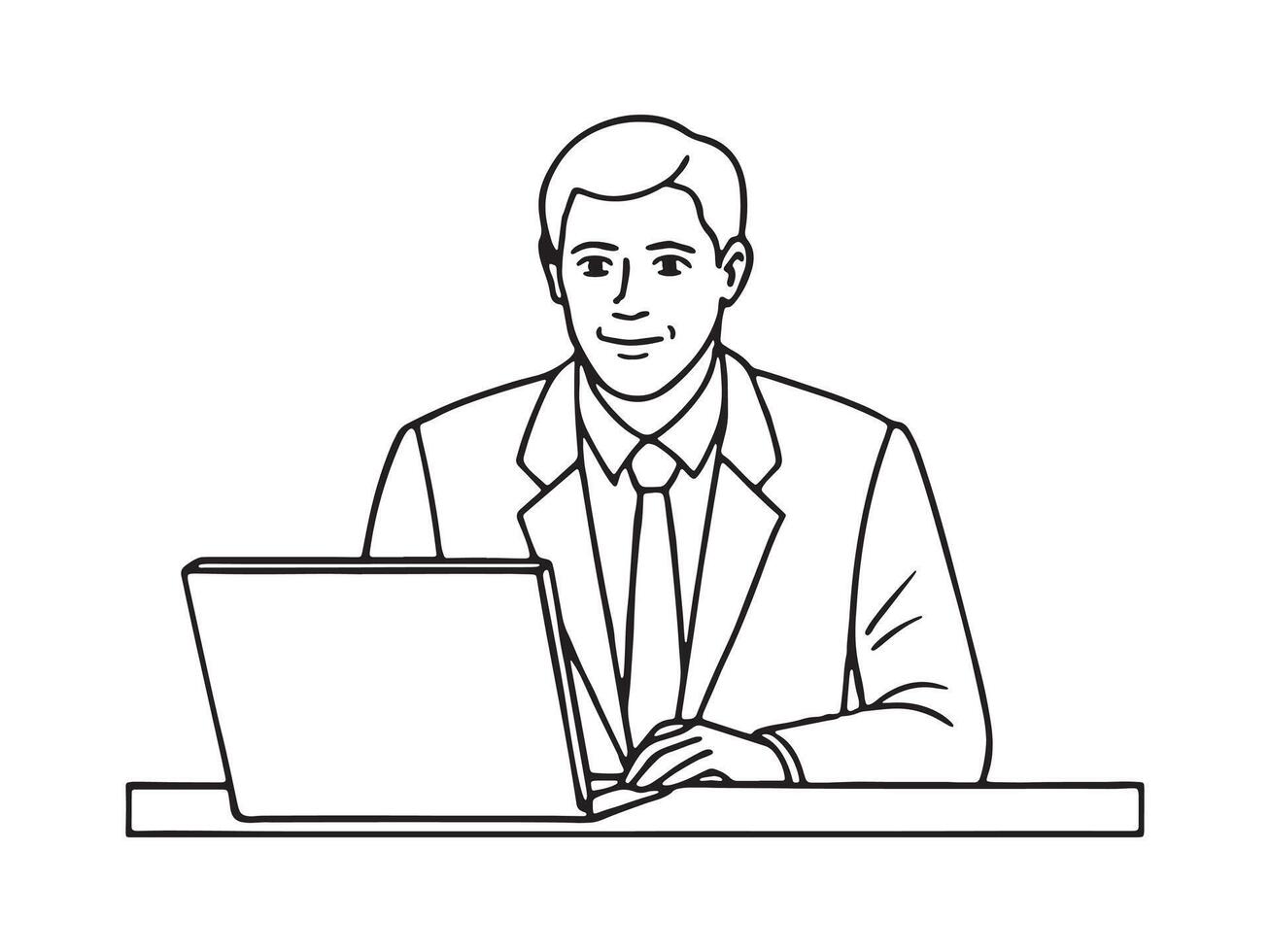 A man working in office with laptop vector