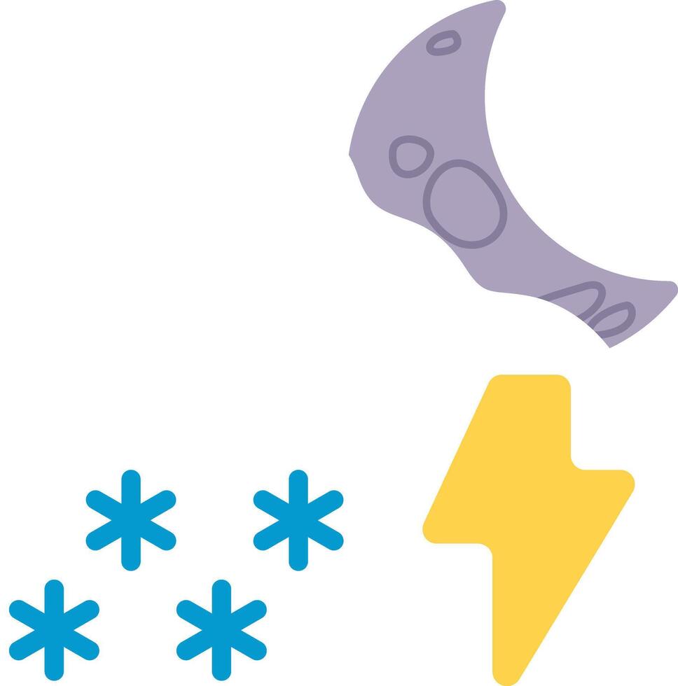 illustration of weather cartoon with snowfall thunder halfmoon night vector