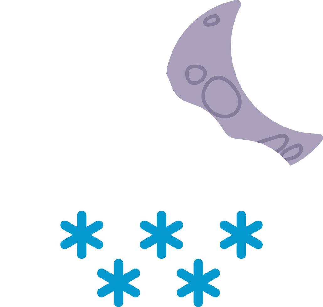 illustration of weather cartoon with snowfall halfmoon night vector