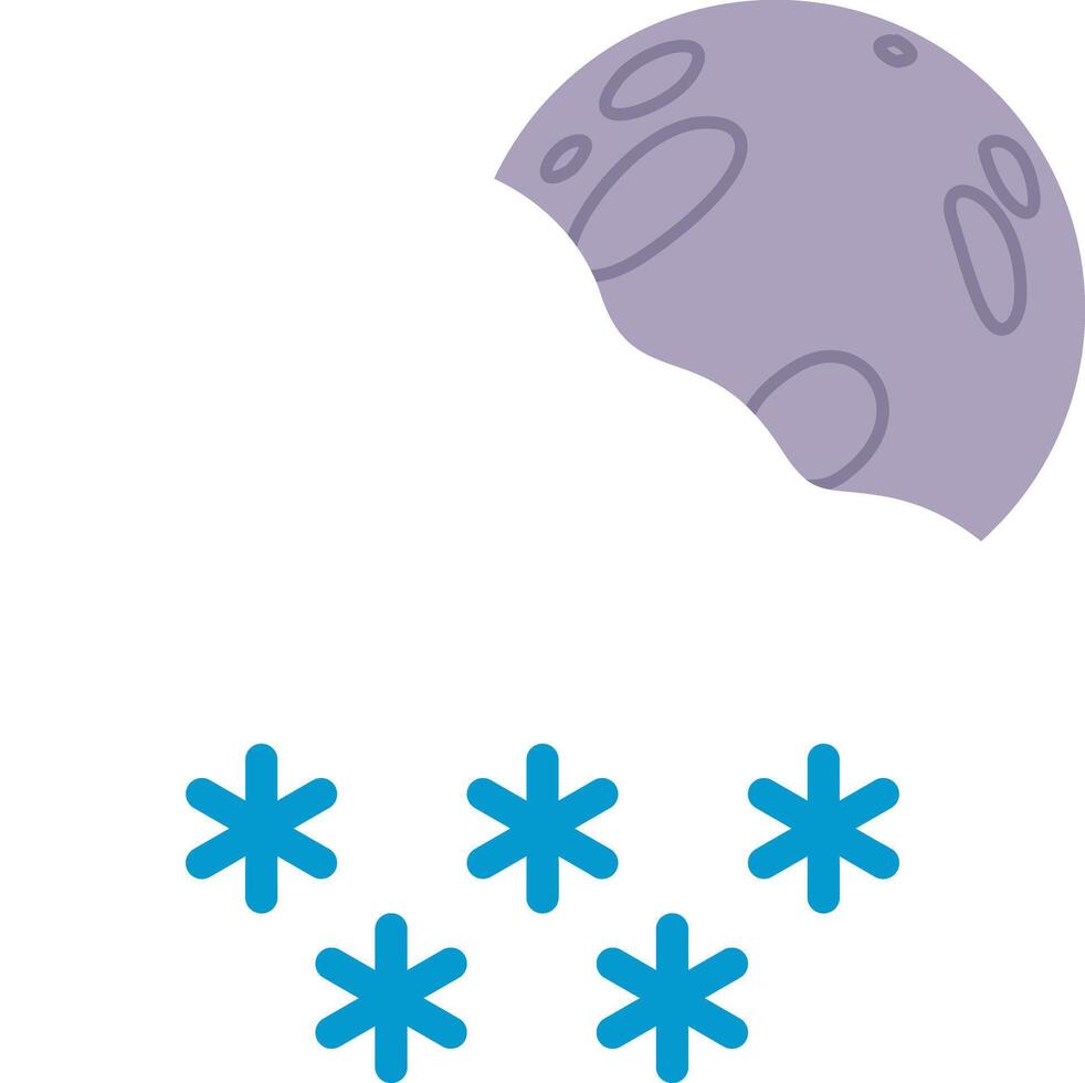 illustration of weather cartoon with snowfall at fullmoon night vector