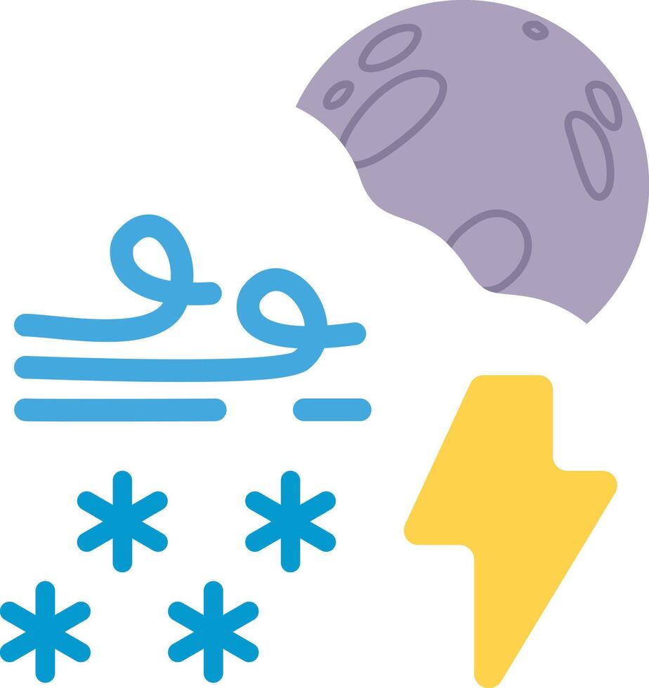 illustration of weather cartoon with windy snowfall thunderthunderstorm ar fullmoon night vector