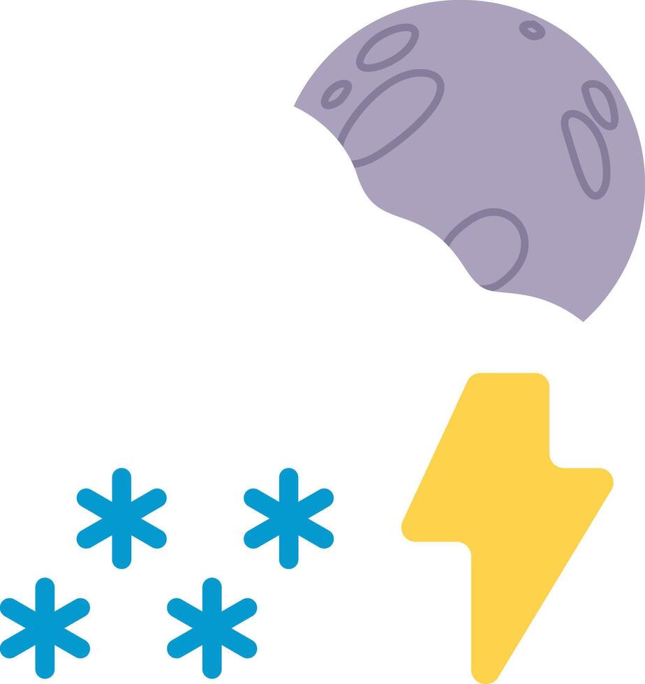 illustration of weather cartoon with snowfall thunder fullmoon night vector