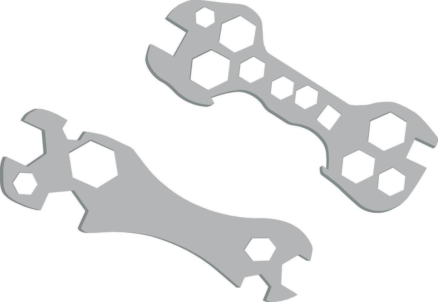 Two wrenches with hexagonal shapes on a white background vector