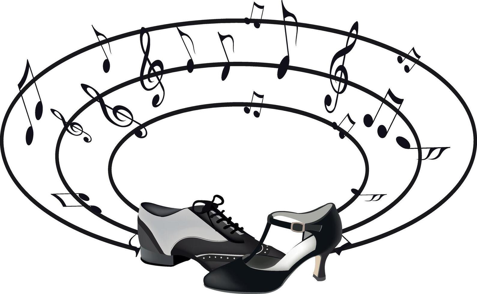 A pair of shoes and musical notes vector