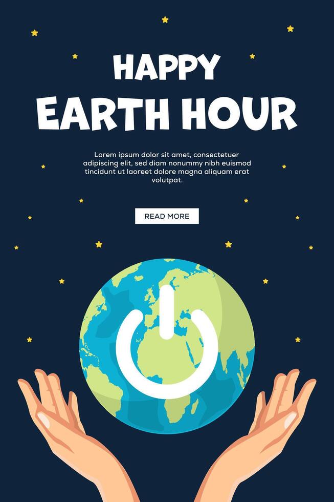 happy earth hour vertical banner illustration design vector