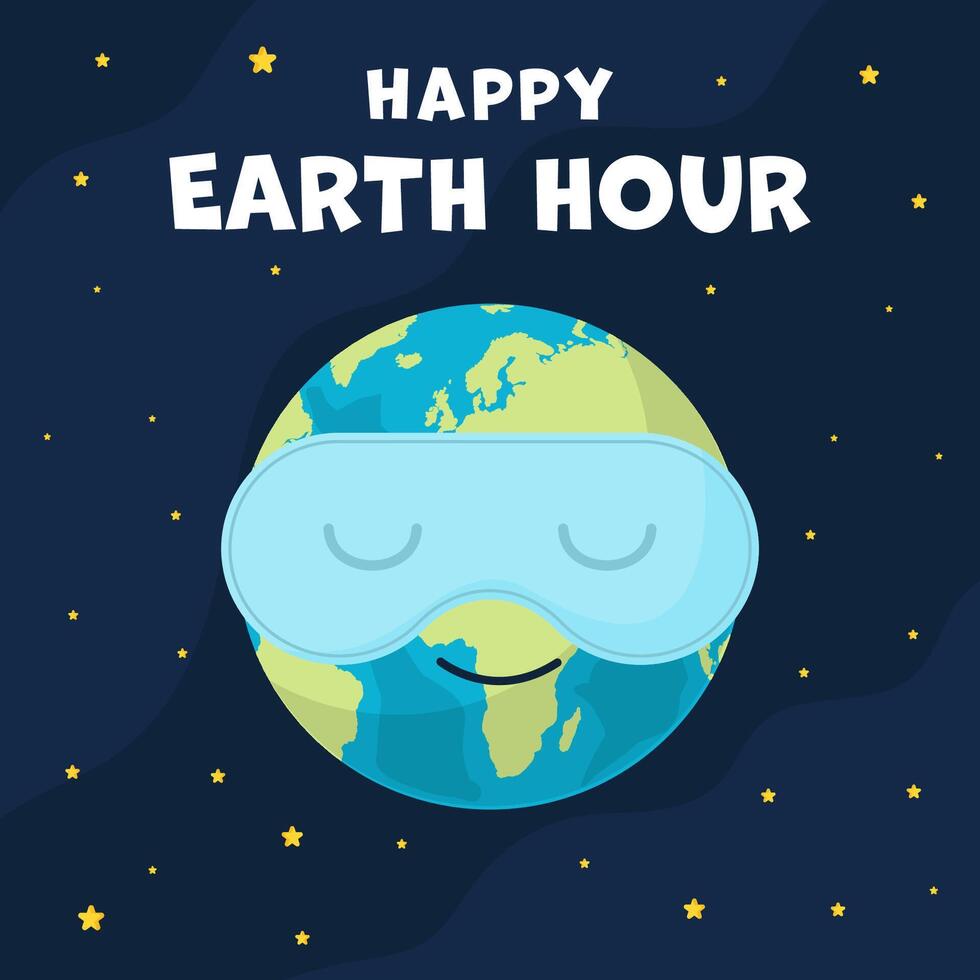 illustration for celebrate earth hour in flat style design vector