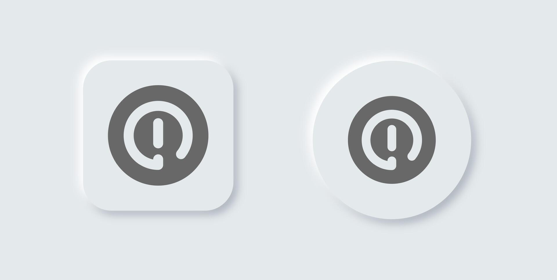 Two white buttons with an email and an symbol vector
