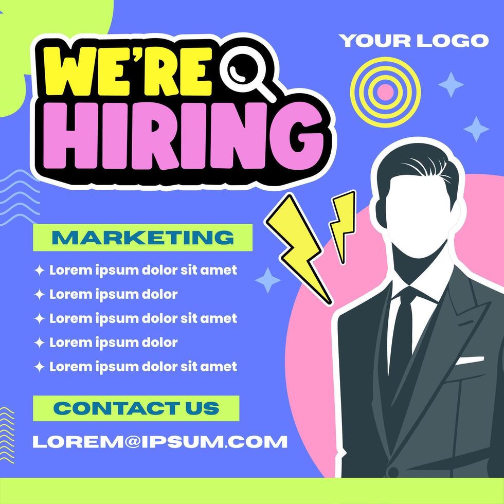 We are hiring social media post job vacancy template vector