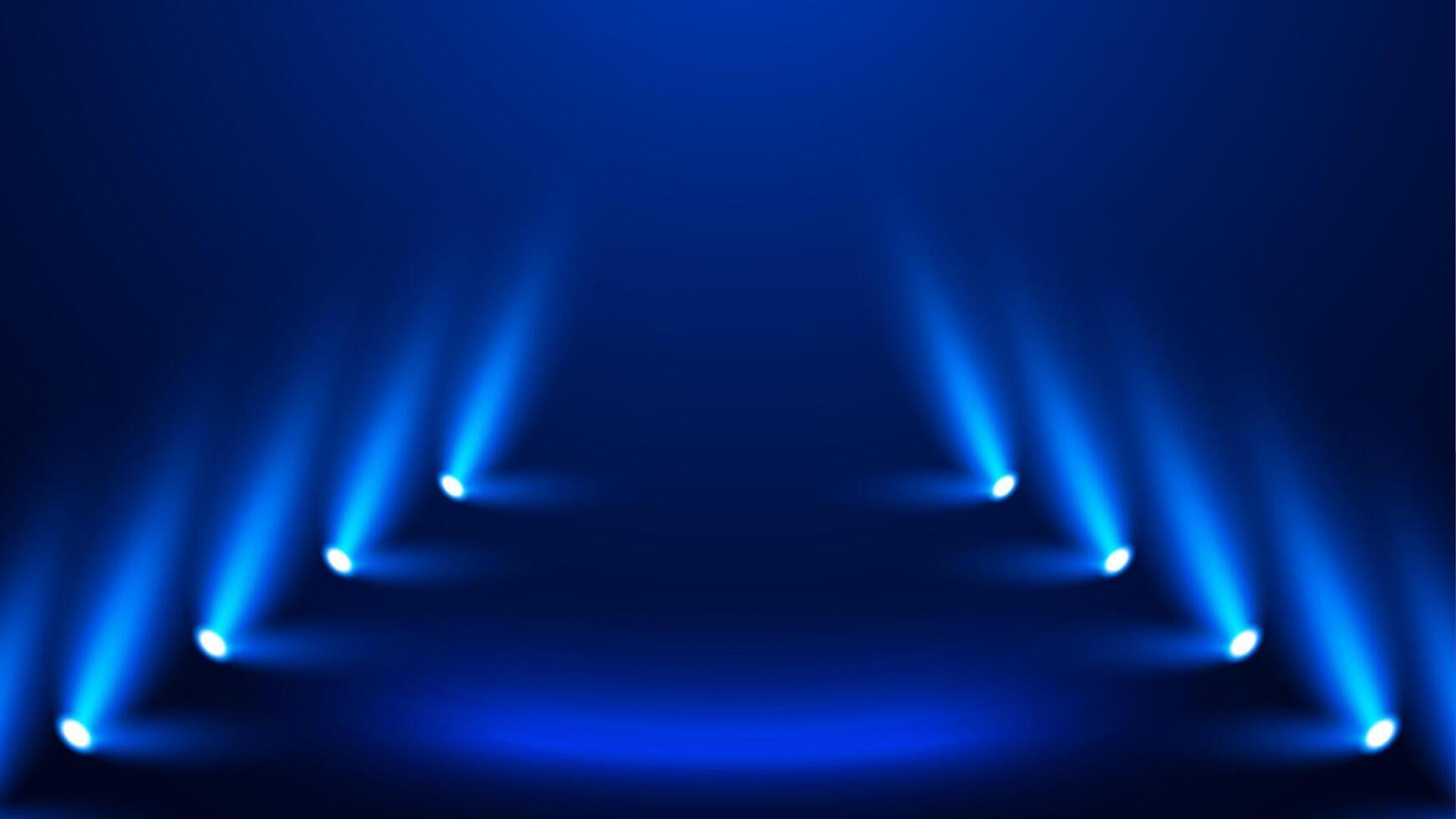 Blue walkway stage background with spotlights lighting the way vector