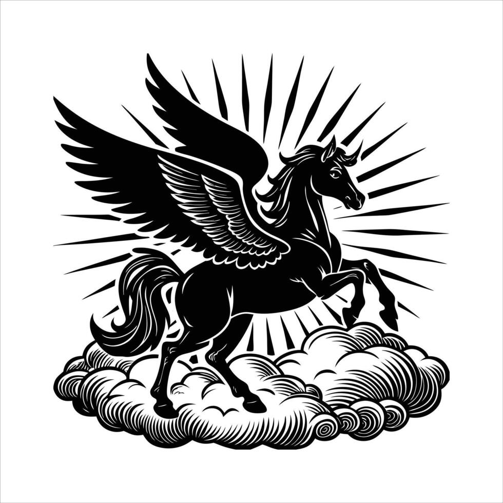 Unicorn Silhouette Wings vector