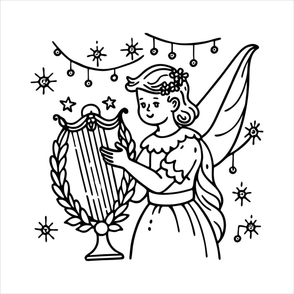 Angel Playing Harp vector