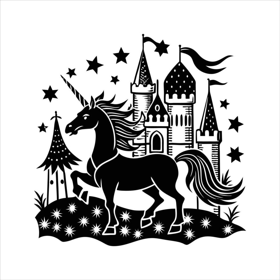 Unicorn silhouette black vector