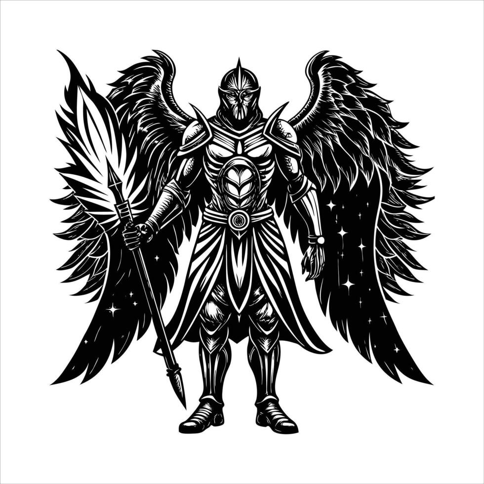 Archangel Saint Michael tattoo idea vector