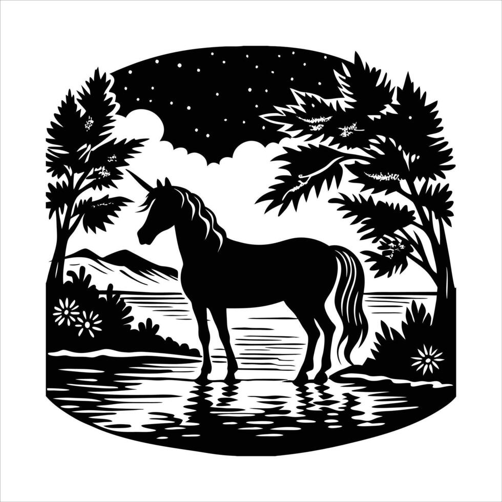 Unicorn silhouette is a simple flat design vector
