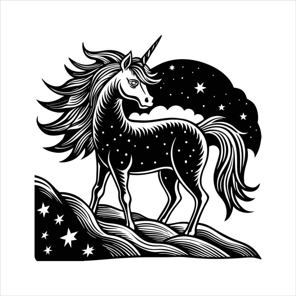 Running Unicorn Silhouette vector