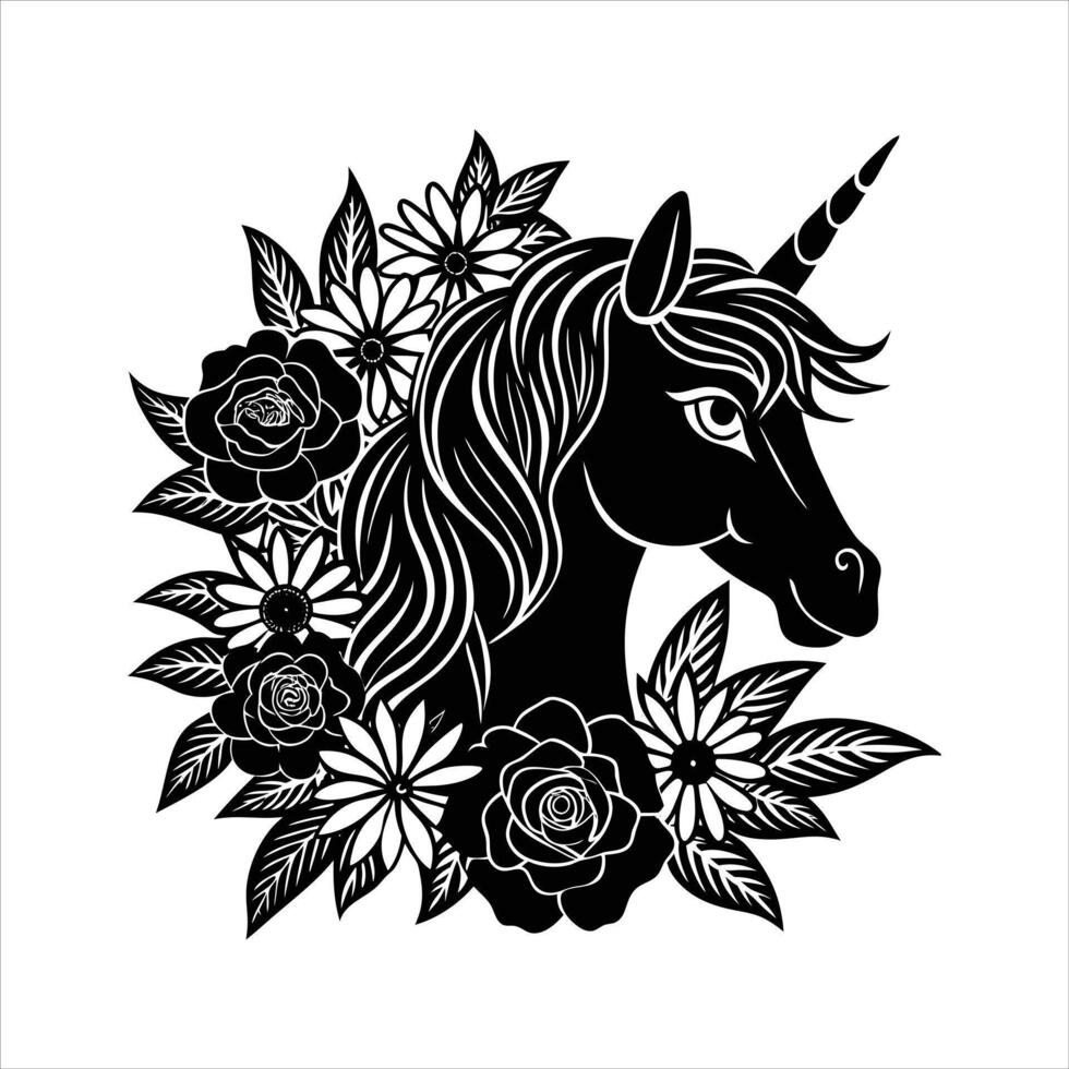 Unicorn bundle silhouette vector