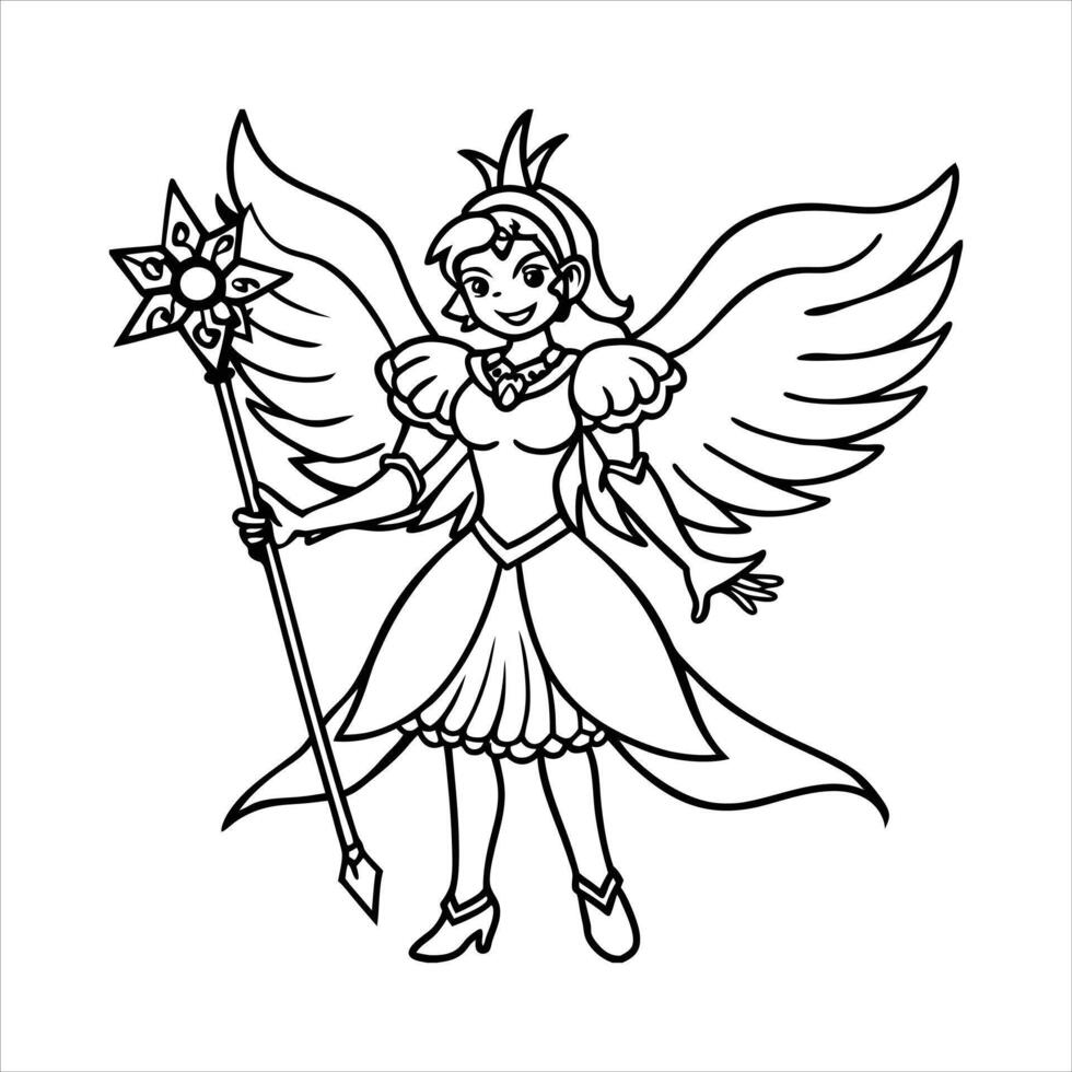 Fairy Queen with the crown coloring vector