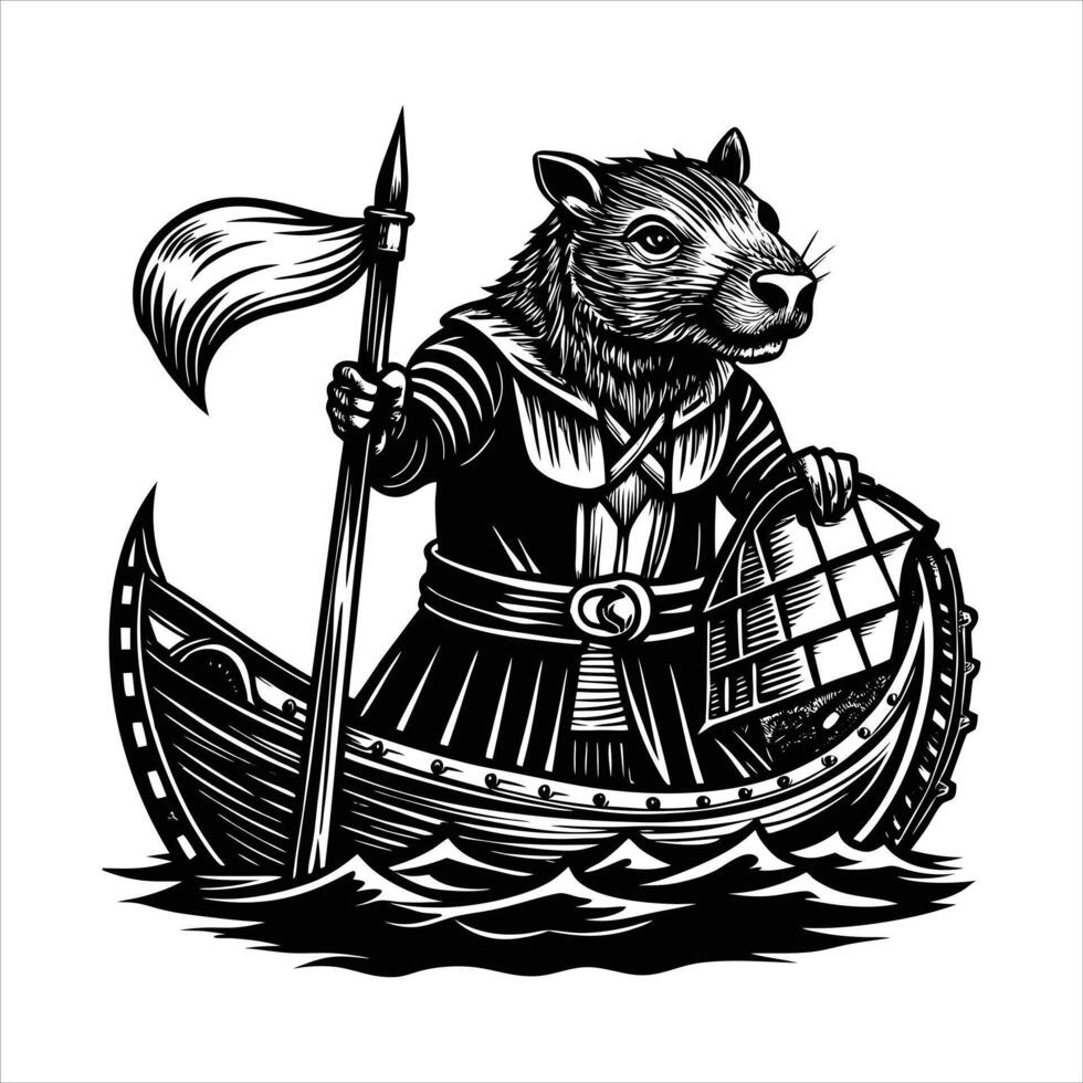 capybara in the river vector