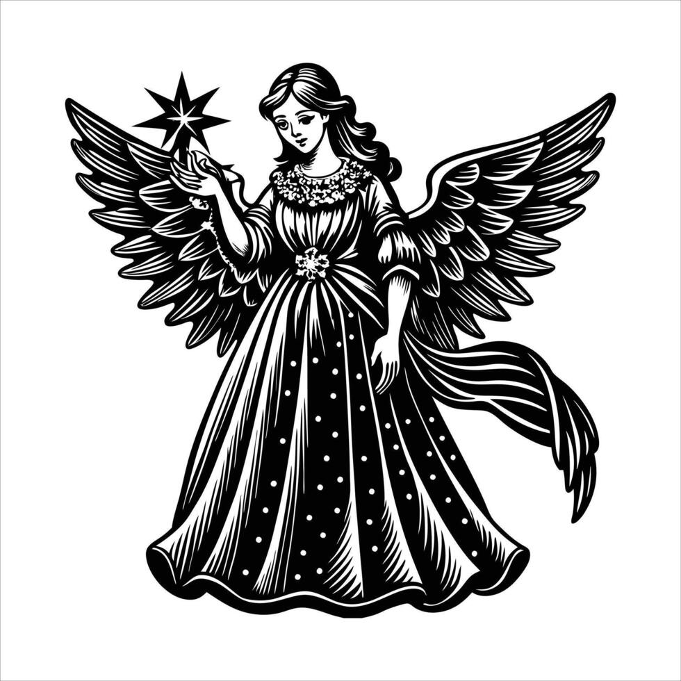 Elegant Angel single line art vector