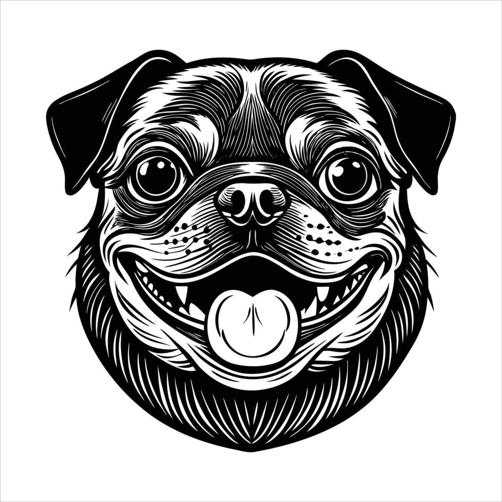 pug dog happy face vector