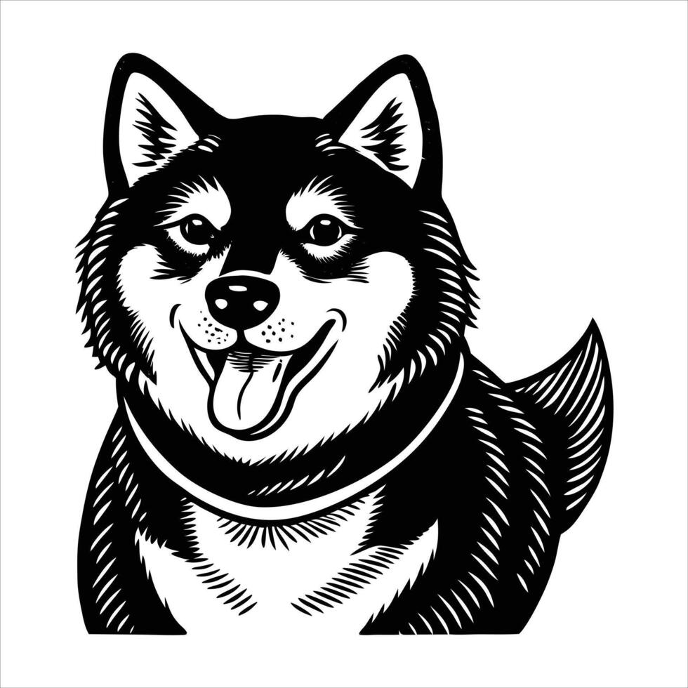 shiba inu dog happy face dog vector