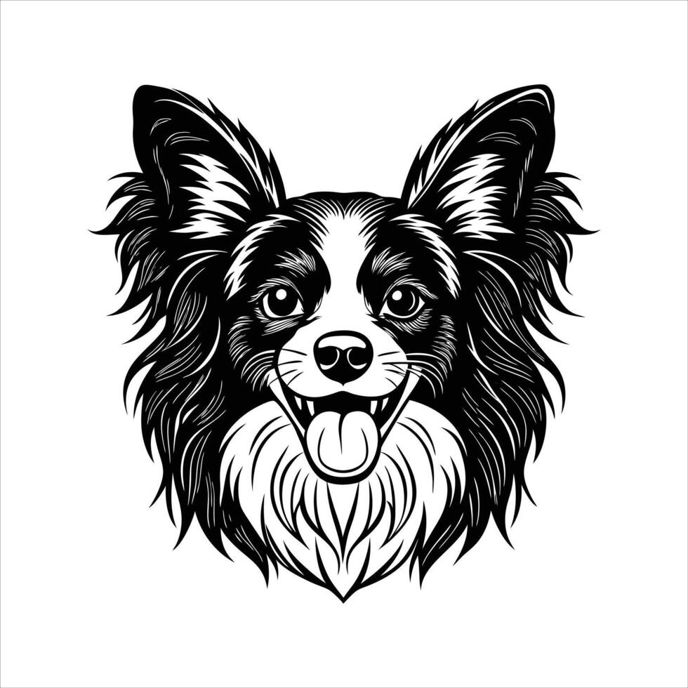 papillon happy face dog vector
