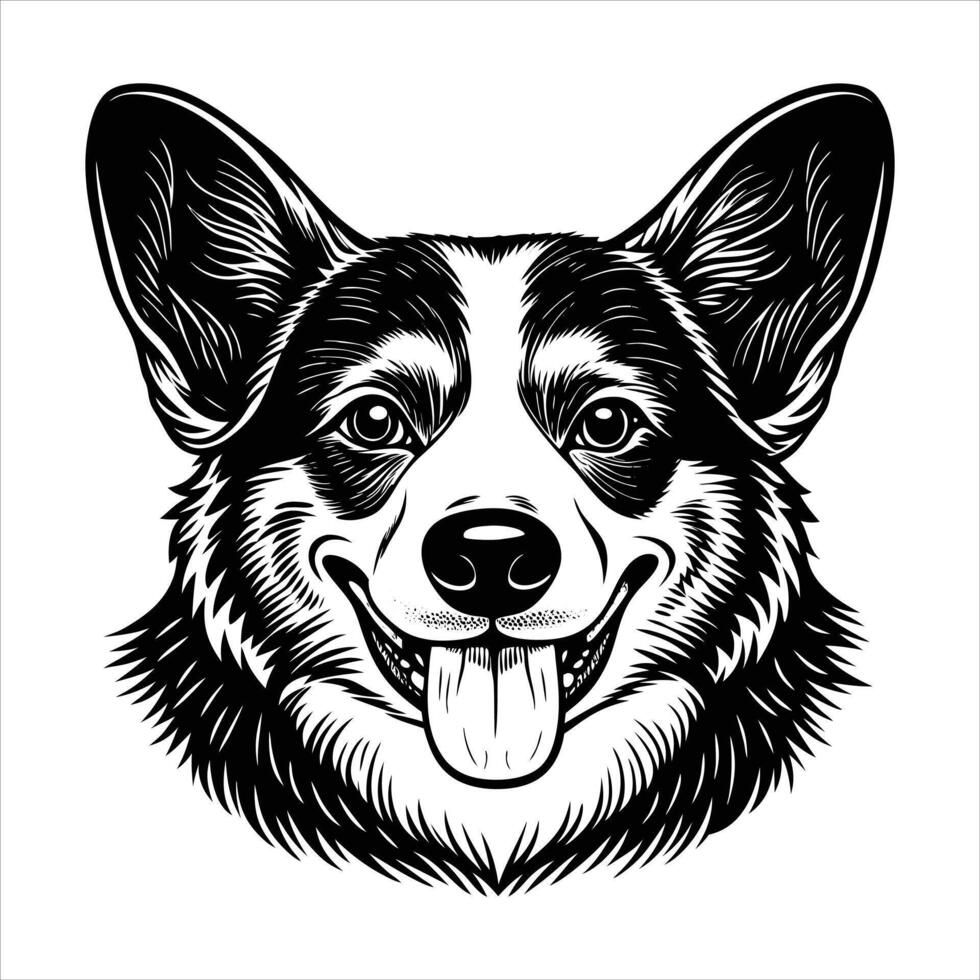 corgi dog happy face vector