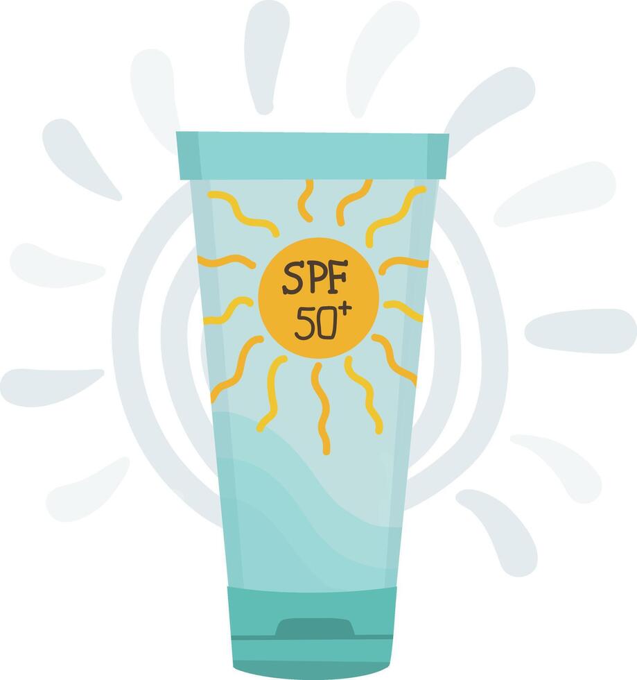 A tube of sunscreen with the sun on it vector