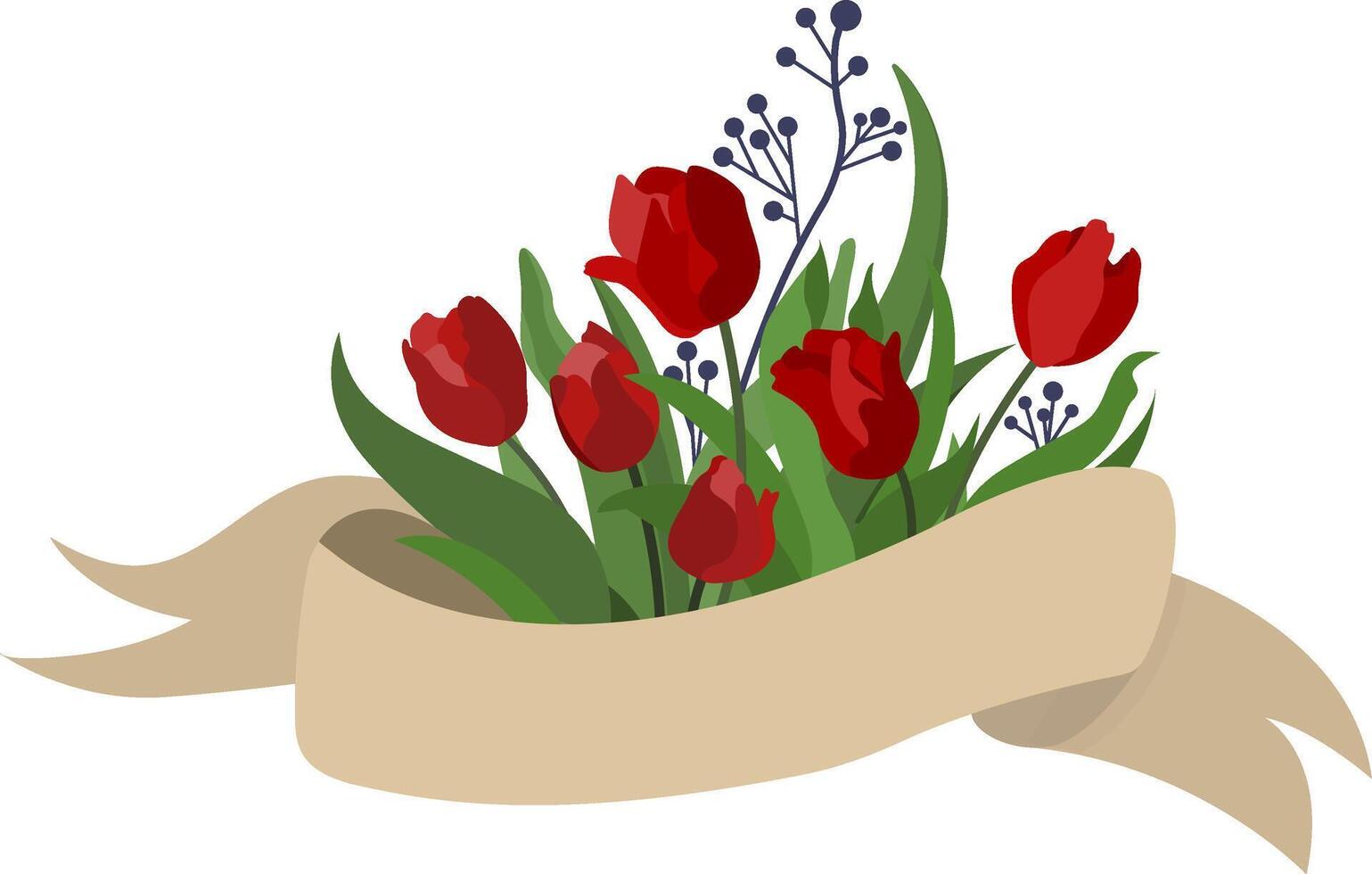 A bouquet of red flowers with a ribbon vector