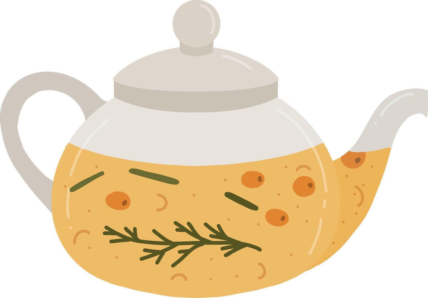 A teapot with a sprig of rosemary vector