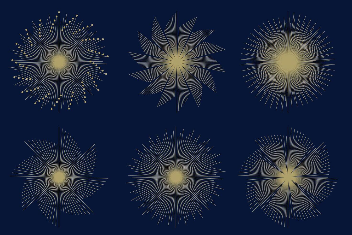 Fireworks set fireworks with lines and sparkles vector