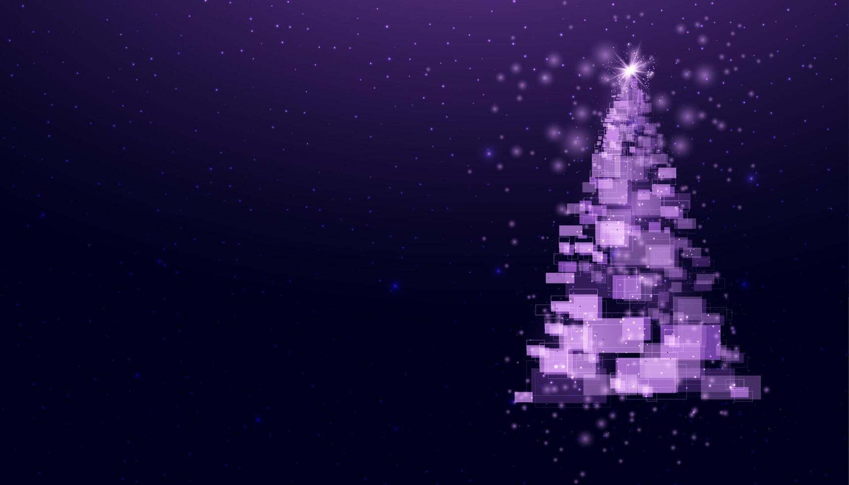 Christmas tree made of geometric shapes, lights and sparkles vector