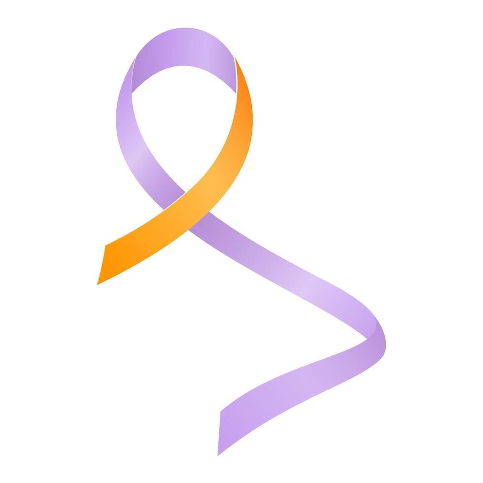 Lavender and orange ribbon awareness Eczema, Psoriasis, Psoriatic Arthritis. Isolated on white background. illustration. vector