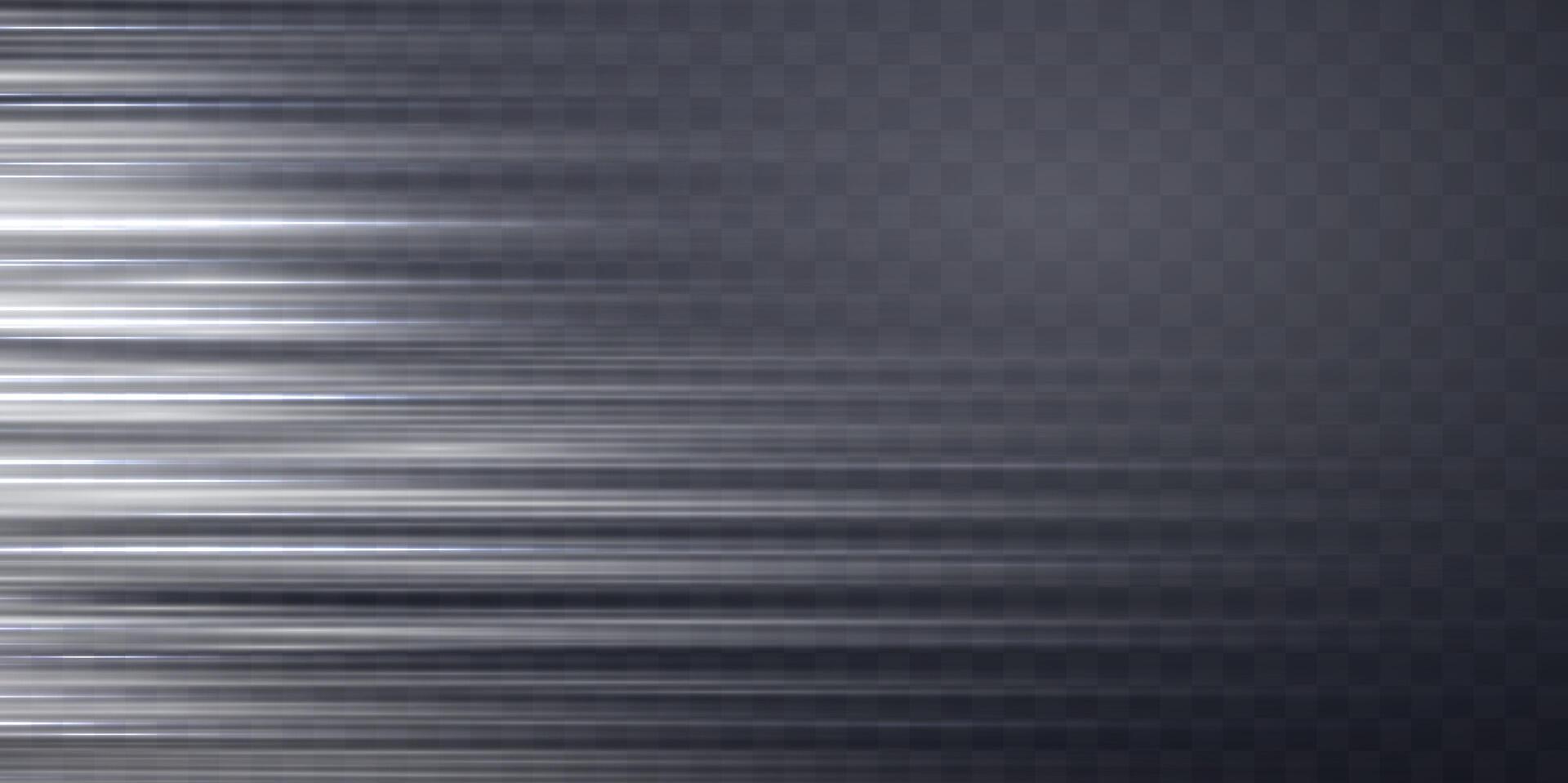 White speed rays, light neon flow, zoom in motion effect, silver glow speed lines, colorful light trails. Abstract background, illustration. vector
