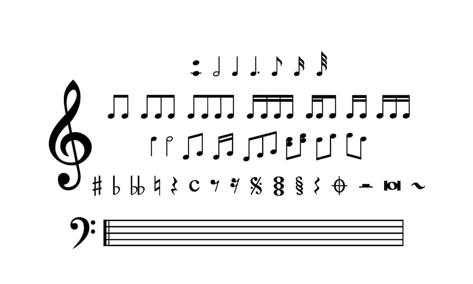 music notes and symbol set icon vector