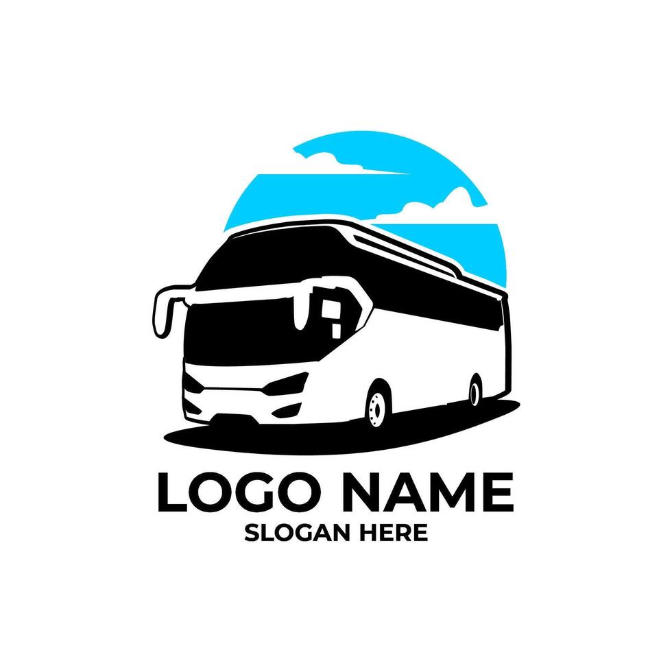 bus travel logo silhouette monochrome illustration vector